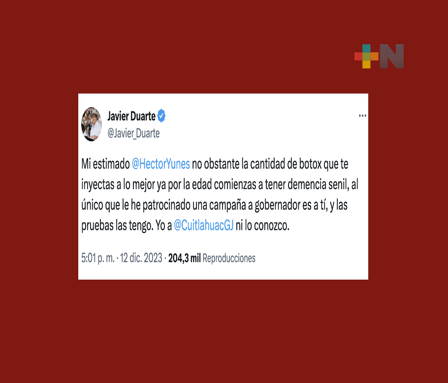 «Al único que le patrociné campaña a gobernador es a ti», revira Duarte a Héctor Yunes